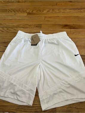 Nike White Men's Dri-FIT Athletic Shorts with Black Swoosh xxl basketball